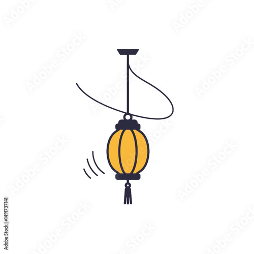 Orange Hanging Lantern Pixel Art Illustration