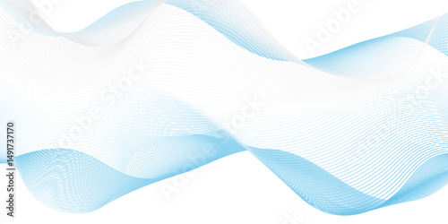 Abstract flow white and blue blend waves lines and technology background. Modern white flowing wave lines and glowing moving . Futuristic technology and sound wave lines background.