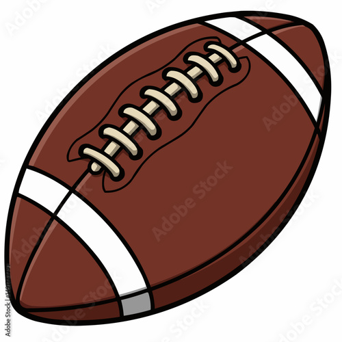 A close-up cartoon illustration of a brown football with white laces, on a white background