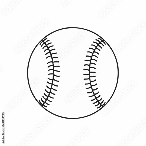 Line drawing of a baseball with visible seams
