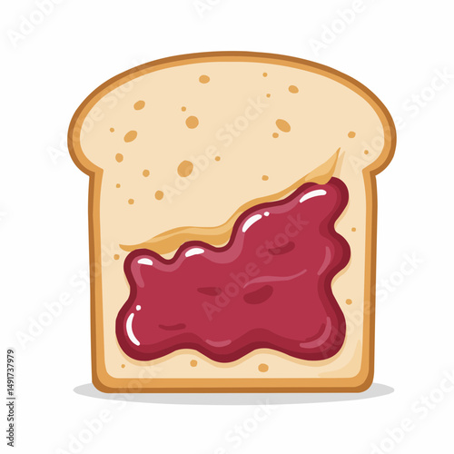 Jam is spread on the toasted bread slice