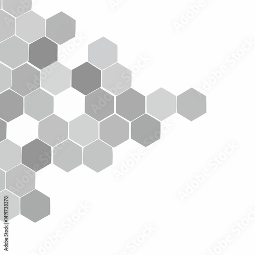 Grey hexagons form pattern; some filled, others empty, creating modern abstract design