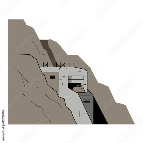 Simple Pixel Art Military Bunker On Mountainside