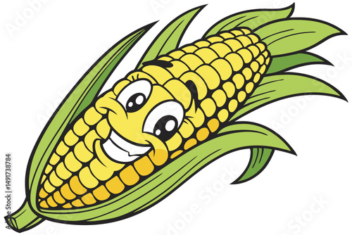 4 cartoon corn cob, smiling anthropomorphized face, cute, whimsical, photorealistic, detailed, highly detailed, 8k