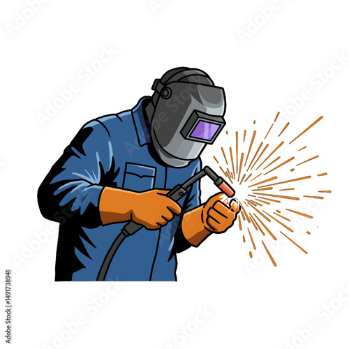 Welder Concentrating On Arc Welding Job