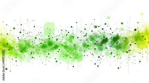 Financial data graph with green lines and dots symbolizing growth trends and analysis patterns