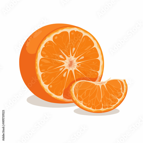 Vibrant orange slice. Juicy fruit with bright colors. Graphic depiction of citrus