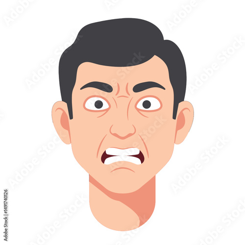 Angry Male Headshot Illustration