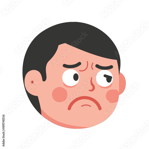 Flat Design Illustration Of An Unhappy Face