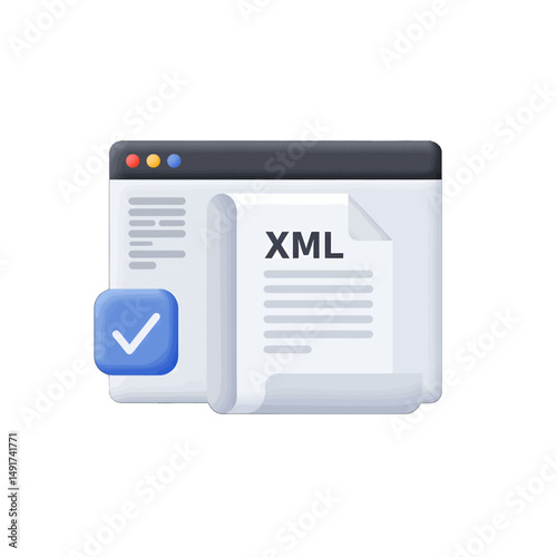 Flat Design Xml Document Icon With Check Mark