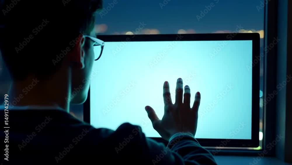 Hacker or Programmer in Front of a Blank Computer Screen