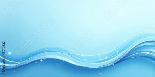 Serene Blue Water Waves Abstract Background Design with Gentle Curves and Sparkling Effects