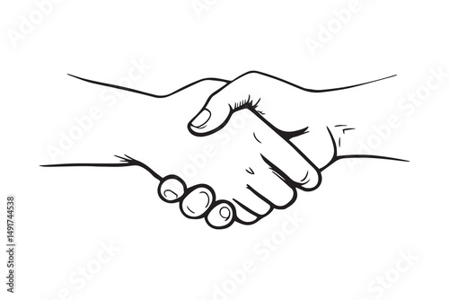 hand-drawn sketch of handshake line art