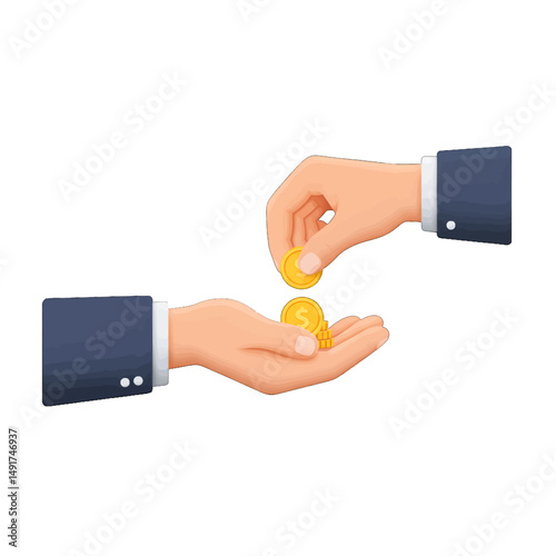 Business Hands Exchanging Gold Coins