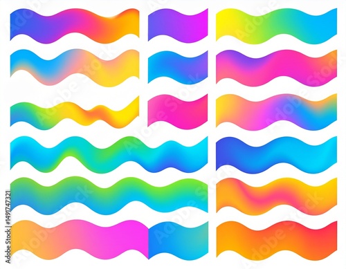 Abstract Color Rainbow Gradient Shapes Set. Gradient abstract shapes. Colorful fluid 