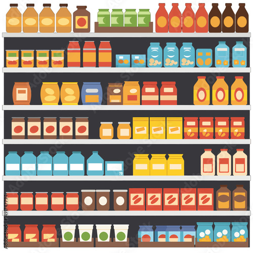 Colorful Grocery Store Shelf Display