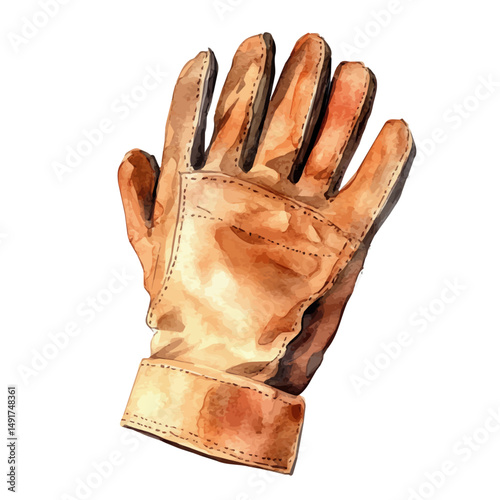 Fireproof Survival Glove, watercolor vector, high quality, isolated on a white background.