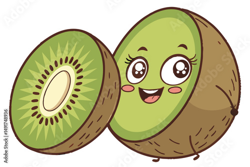 11 whimsical, cute, kiwi fruit character, googly eyes, happy expression, 3d render, whimsical illustration, cartoon style, vibrant colors, detailed, photorealistic