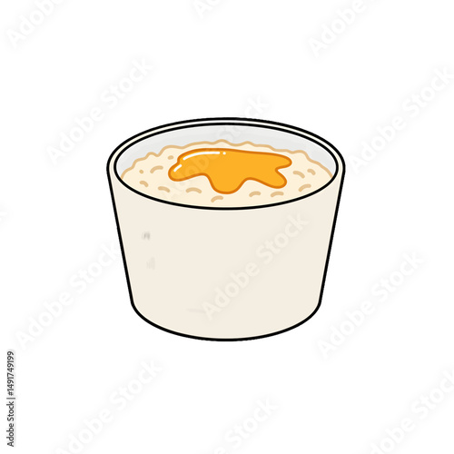 Pixel Art Oatmeal In Bowl With Honey