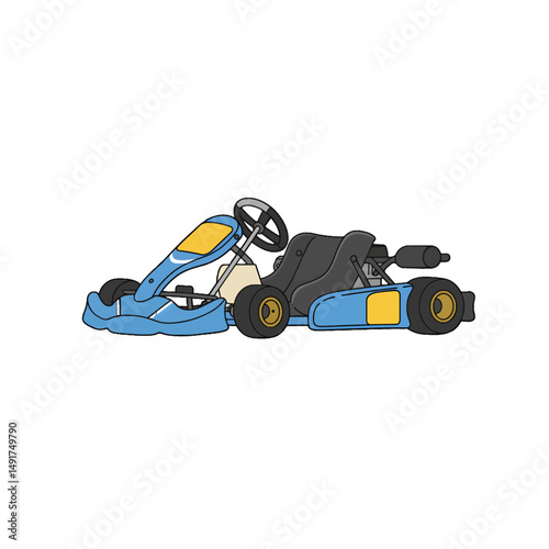 Blue Pixelated Go-Kart Illustration