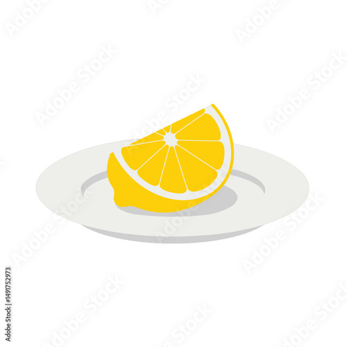 Lemon Slice On White Plate