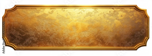 elongated rectangular gold plaque with ornamental rounded corners and textured metallic surface