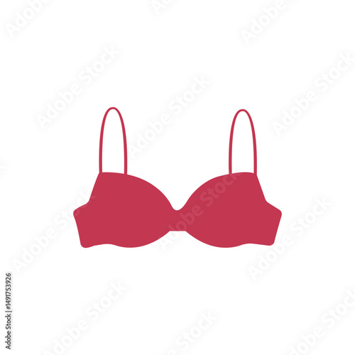 Minimal red bra icon on a white background. Simple and modern lingerie design illustration, suitable for fashion, clothing, and online store-related visuals.