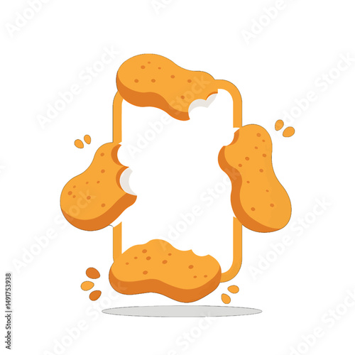 Crispy Chicken Nuggets Illustration Design