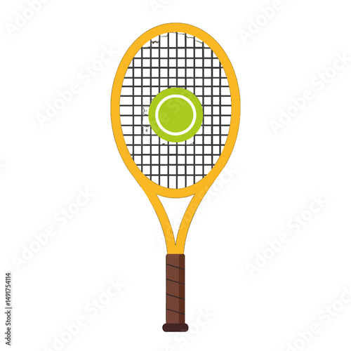 Tennis Racket With Ball Illustration