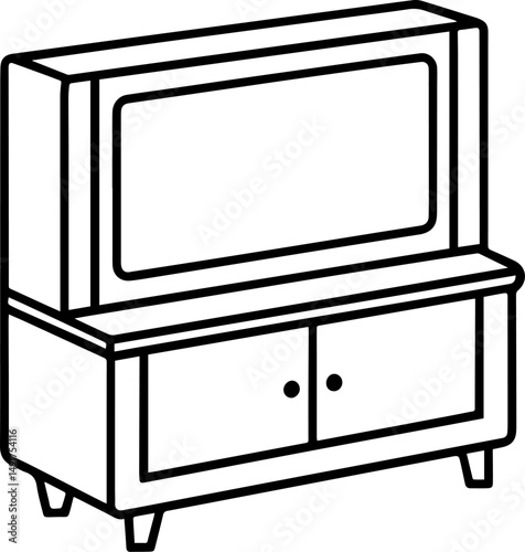 TV stand outline vector and illustration, coloring book page