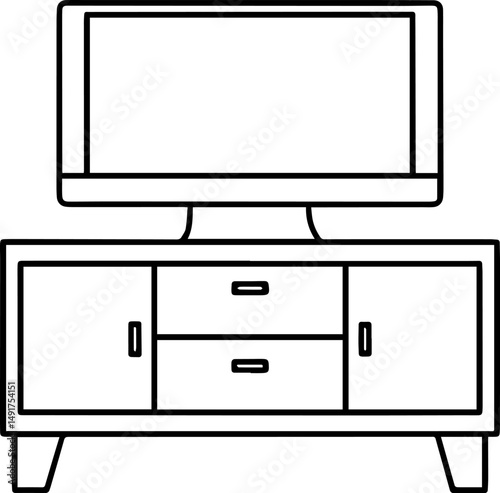 TV stand outline vector and illustration, coloring book page