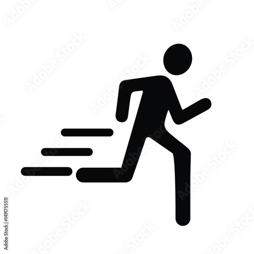 Black Run Icon for any kind of graphic work - sport run black logo design for any kind of graphic work. black Run clipart vector image. man fast walking dark illustrator vector image traveling concept
