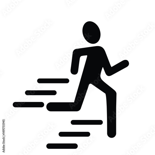 Black Run Icon for any kind of graphic work - sport run black logo design for any kind of graphic work. black Run clipart vector image. man fast walking dark illustrator vector image traveling concept