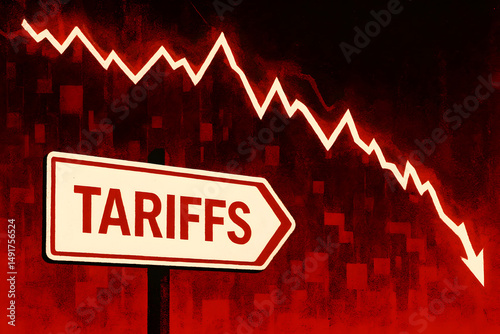 Tariffs Economic Impact: Red Text Warning photo