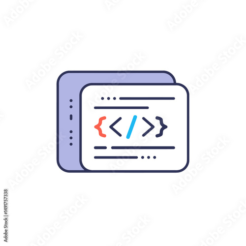 Flat Line Art Code Illustration