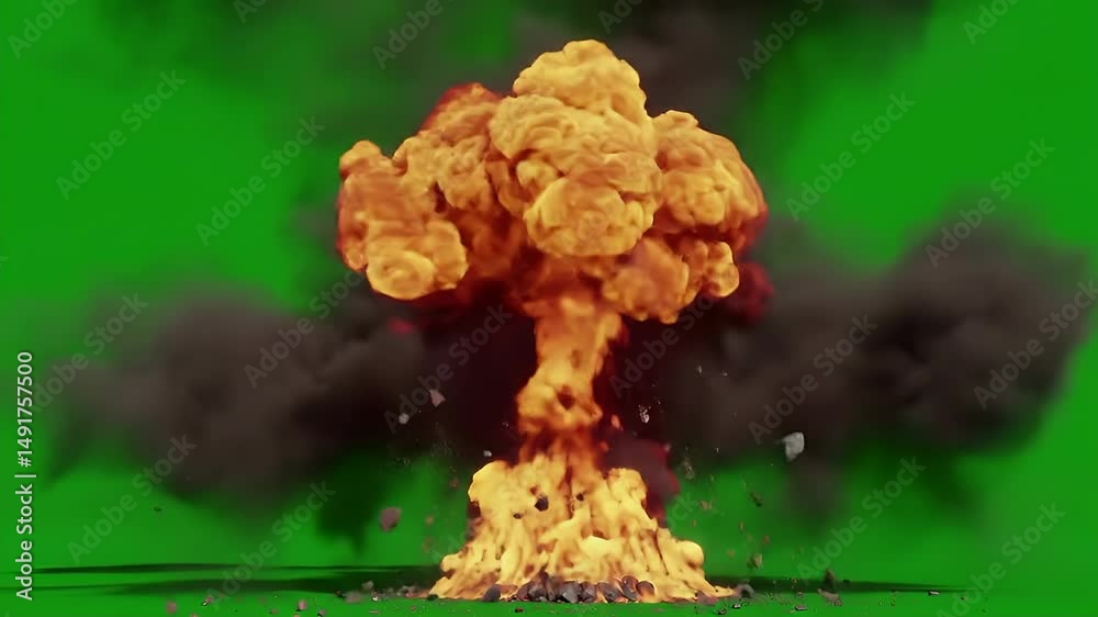 Dramatic Explosion on Green Screen