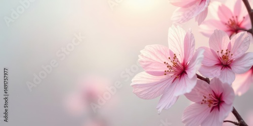 Delicate Pink Blossoms Illuminated by Soft Sunlight, a Peaceful Springtime Floral Scene