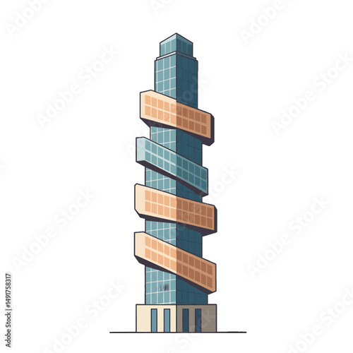 Pixel Art Spiral Tower Building Illustration