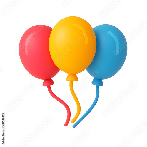 Three Colorful Balloons Red, Yellow, and Blue   Festive Celebration