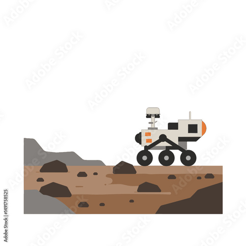Pixel Art Mars Rover On Alien Planet Landscape