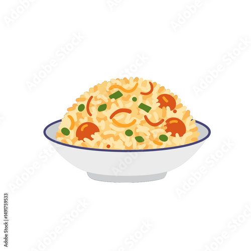 Pixelated Fried Rice Dish In White Bowl