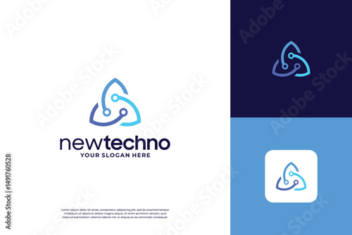 Creative technology logo design with circuit connection idea