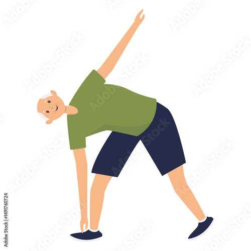 Elderly Pensioner Activity Cartoon Character. Isolated on White Background.