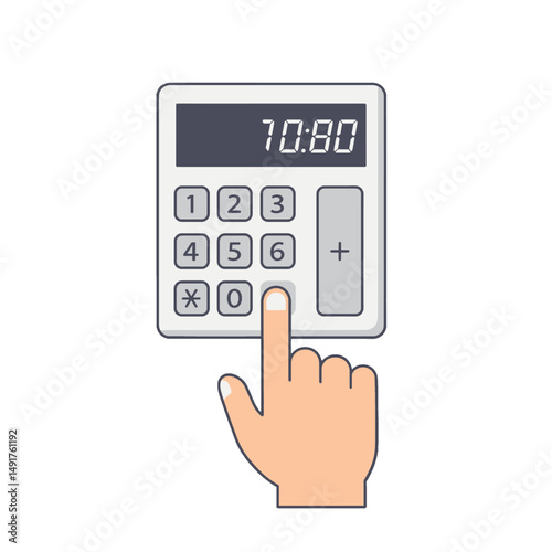 Pixel Art Calculator With Finger Touching Button