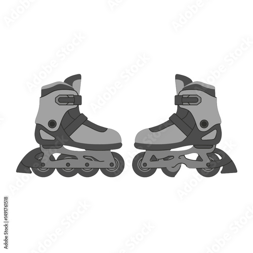 Pair Of Grey Roller Skates Illustration