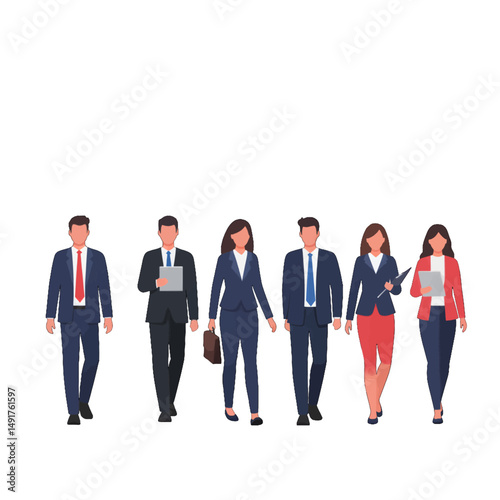 Business Team Walking In Formal Attire