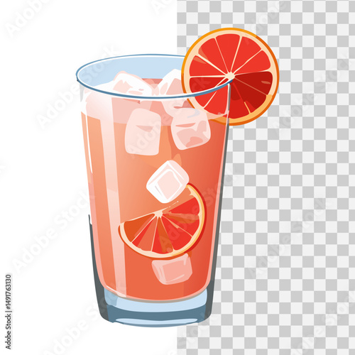 a glass of red orange ice with fresh orange topping