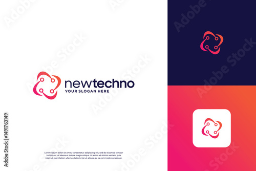 Technology logo design. Connection, circuit, digital logo template