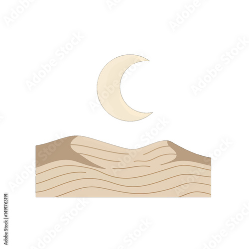 Desert Landscape With Pale Moon