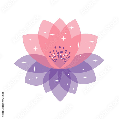 Pink And Purple Lotus Flower Illustration